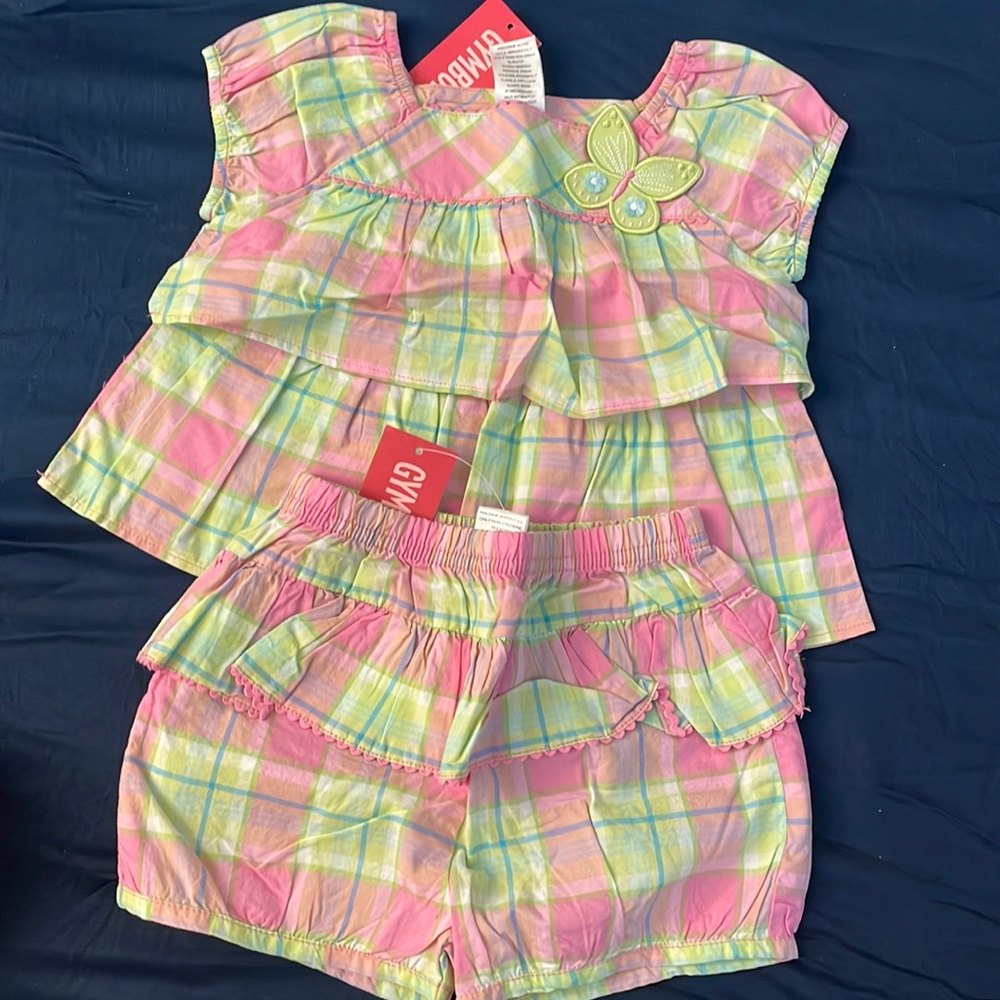 NWT 2006 New Gymboree Palm Springs Butterfly ruffle top 2pcs outfit Set Girl 3T